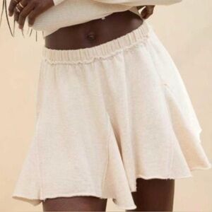 Aerie Fleece Godet Mini Skirt Ivory